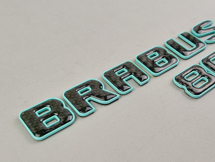 Brabus 800 Tiffany Blue Metal + Carbon Badges Emblems Set for Mercedes-Benz W463 W463A W464